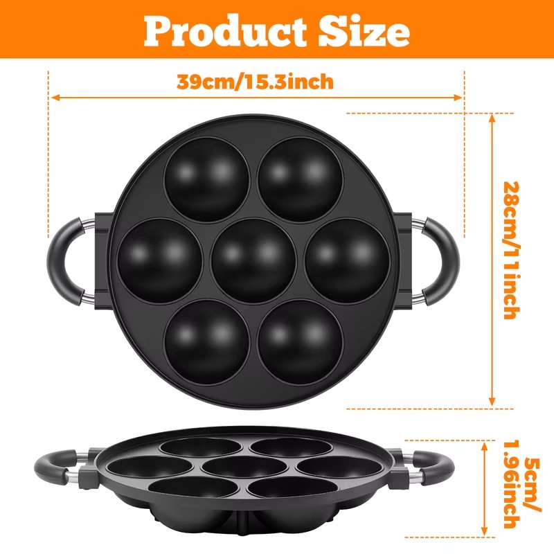 7-delige aluminium takoyaki-pa - Takoyaki Grill Plate recensie en prijs